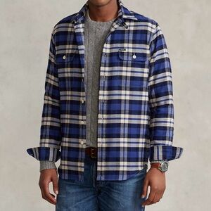 Ralph Lauren Navy and Cream Checkered Shirt